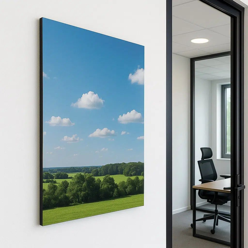 Trespa paneel met fullcolour print wandecoratie in een kantoor