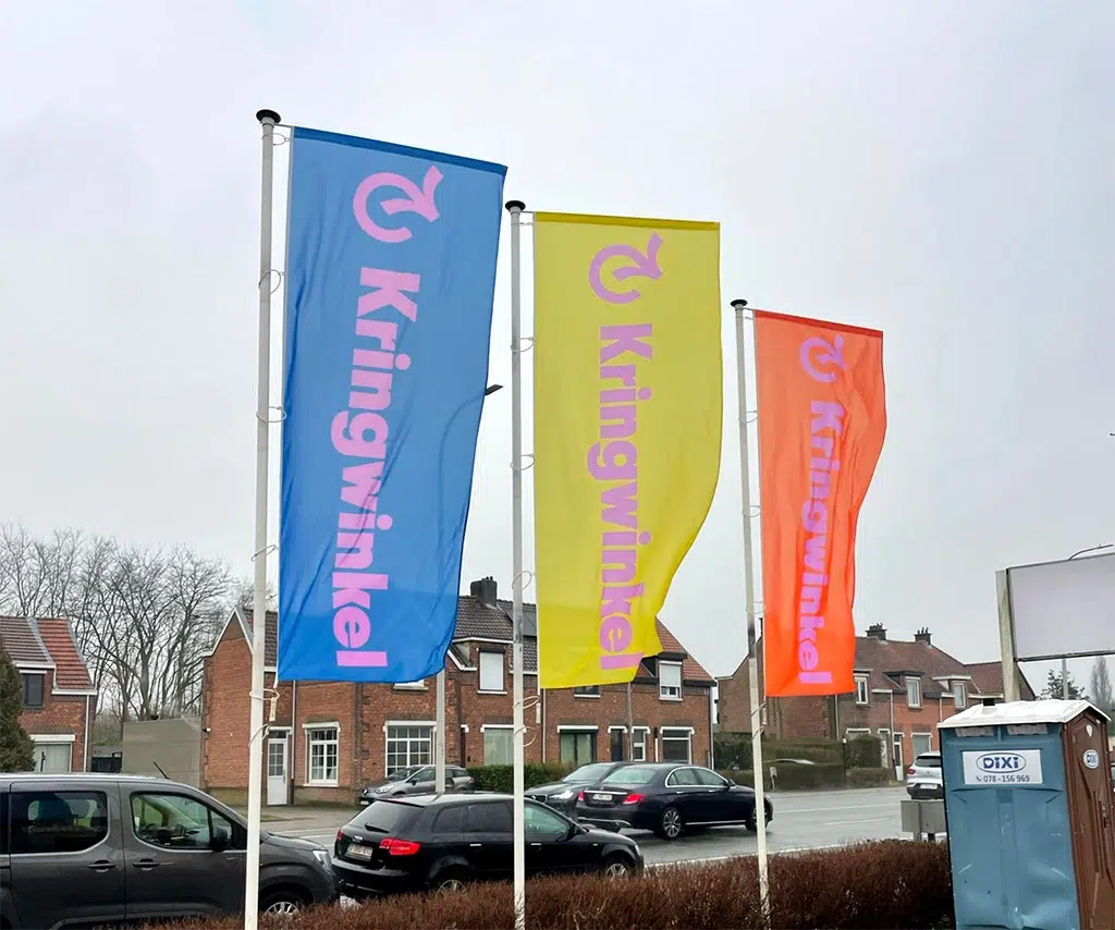 Mastvlaggen verticale vlaggen met fullcolourprint op vlaggenstof