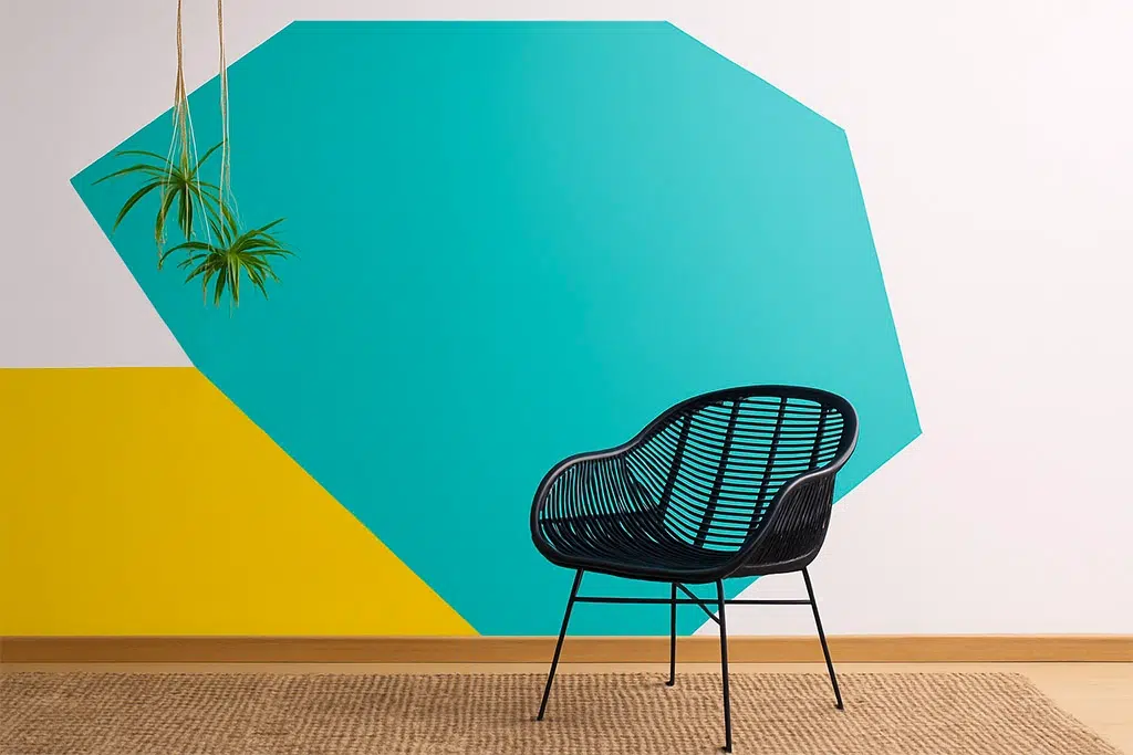 Schilderwerkencreatief geschilderde colour blocking muur interieur indoor renovatie AMS Antwerpen