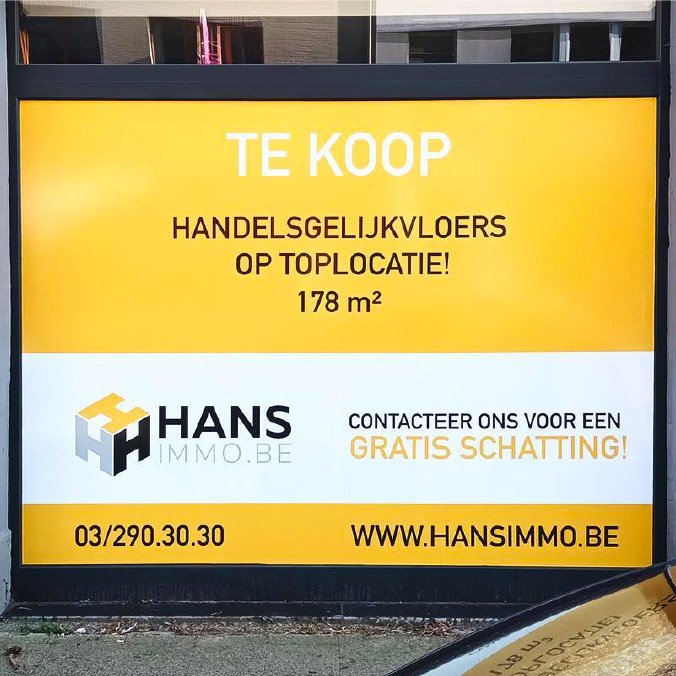 Vastgoed tijdelijke raamsticker AMS Antwerpen